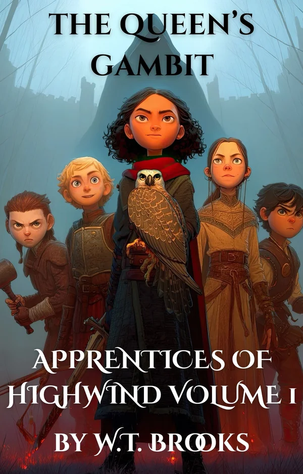Cover of The Queen’s Gambit — five young apprentices before Highwind Castle